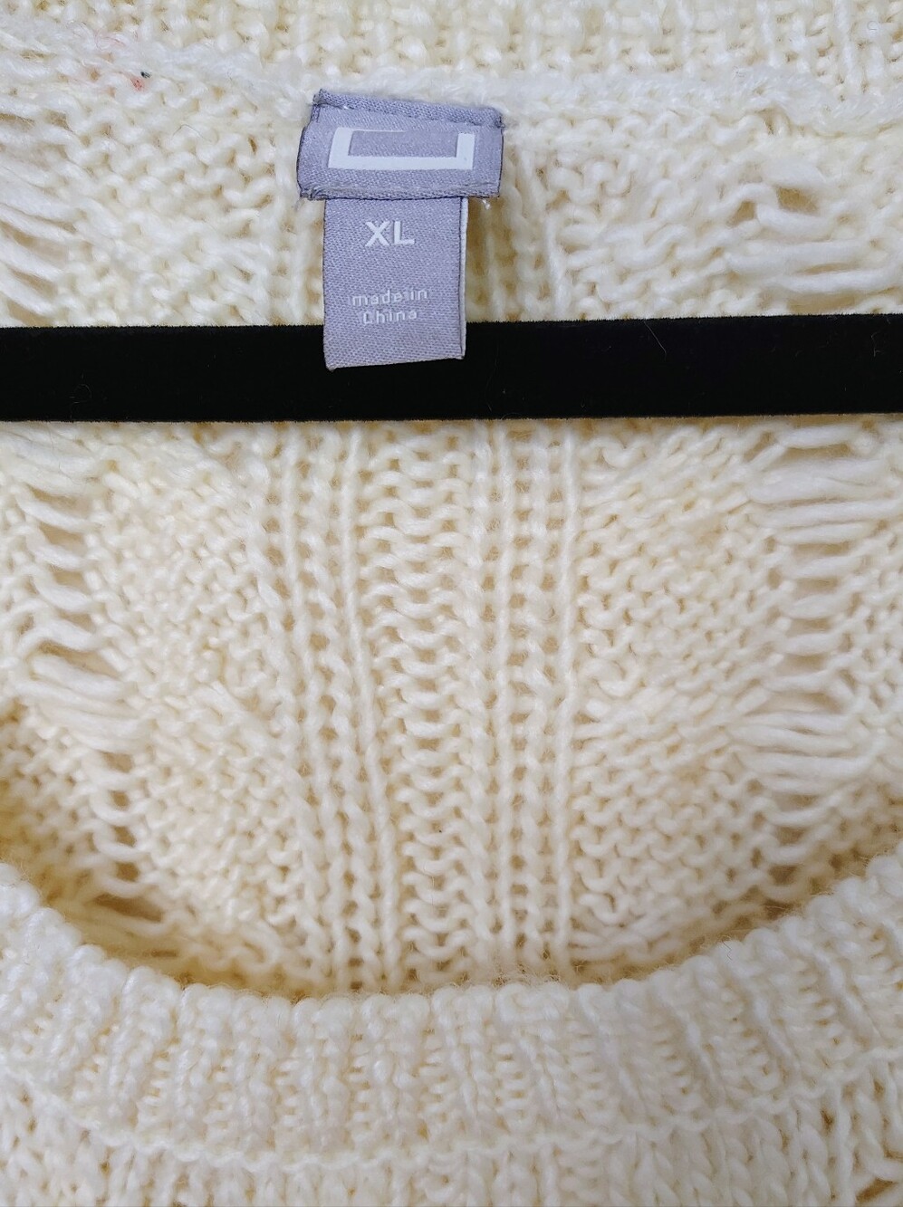 Cream Open Knit Cable Knit Sweater Oversized Wool Blend Pullover - Picture 2 of 7